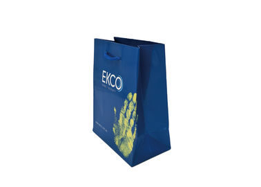 personalised Custom print glossy blue shopping paper bags with PP handle