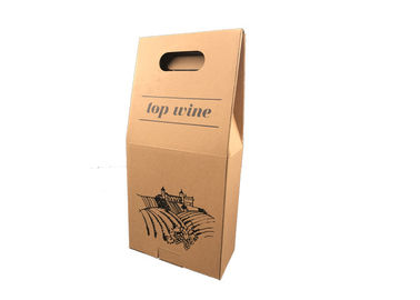 Biodegradable Brown Wine Gift Box Packaging / Three Bottle Wine Gift Box