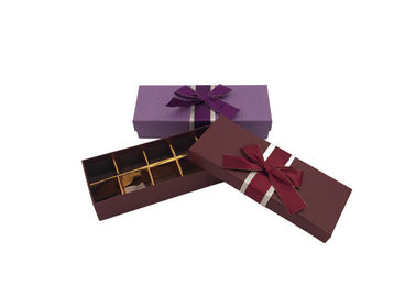 Personalised Elegant Cardboard Chocolate Boxes With Dividers / Ribbon Decorated