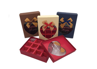 Fancy Small Chocolate Gift Box With Ribbon Bows And Heart Shaped Window
