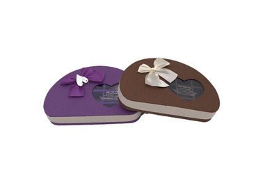 Lovely Half Round Chocolate Box With Ribbon Bows And Clear Window , Purple