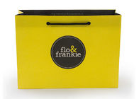 Yellow Recycled Paper Bags Printed With Logo Rope Handle OEM Service