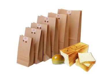 Natural Sustainable Bakery Packaging Bags / Food Grade Brown Paper Bags