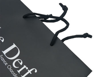 Black Sustainable Personalised Paper Bags , Paper Shopping Bags With Handles