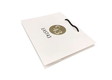 White Personalised Boutique Paper Bags For Shopping Gold Hot Stamping