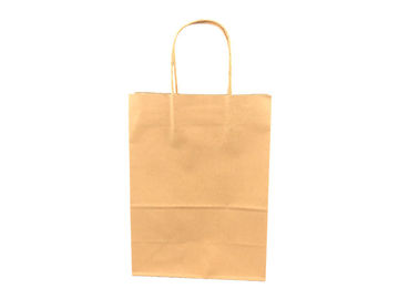 Recycled Brown Kraft Paper Bags For Take Away Food With Handles Foil Stamping