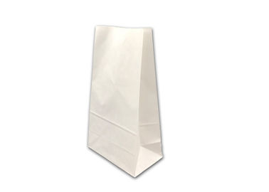 White Biodegradable Kraft Bread Packaging Paper Bags Press Varnishing