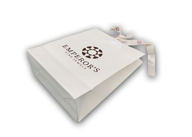 Recyclable Present Paper Bag , Extra Large White Gift Bags Hot Stamp Logo