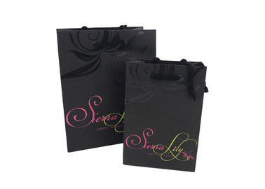 High - End Recycled Present Paper Bag / Large Black Gift Bags Spot UV Logo