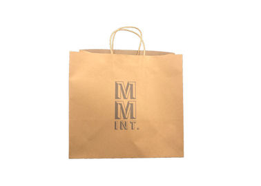 Kraft Custom Printed Paper Shopping Bags Silver Foil Stamping OEM Service