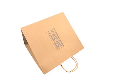 Kraft Custom Printed Paper Shopping Bags Silver Foil Stamping OEM Service