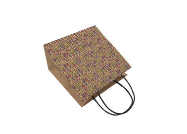 Recycled Brown Eco Paper Shopping Bags With Handles Digital Printing