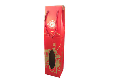 Red Fancy Corrugated Wine Gift Box Packaging With Red Handles Customized Logo