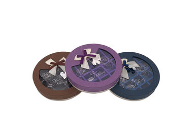 Blue Brown Chocolate Presentation Box Round Cardboard Gift Boxes