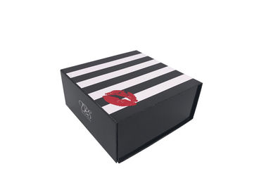 Black Rectangle Exquisite Collapsible Paper Box For Party Matte Lamination