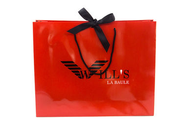 Red Personalised Paper Bags , Custom Paper Bags With Logo Customized