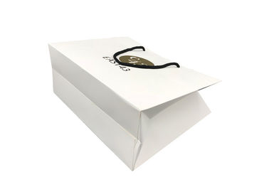 White Personalised Boutique Paper Bags For Shopping Gold Hot Stamping