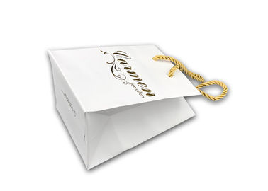 matt paper material black handle paper bags with gold logo foil and  embossed