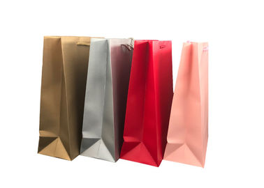 Red Foldable Beautiful Handmade Paper Bags Rope Handles Digital Printing