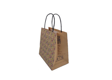 Recycled Brown Eco Paper Shopping Bags With Handles Digital Printing