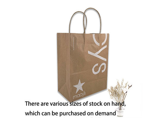 40gsm FSC CMYK Brown Kraft Paper Bags With Handle