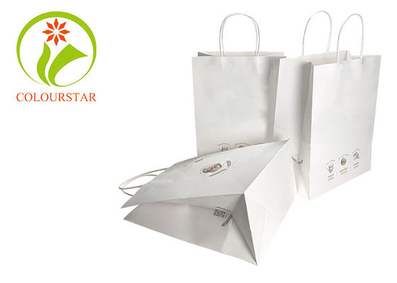 Custom Printed White Kraft Paper Bag With Twist Handle Wholesale