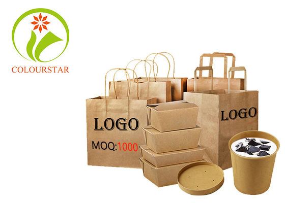 Custom Printed White Kraft Paper Bag With Twist Handle Wholesale